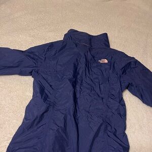 The North Face Blue Jacket with Pink Logo